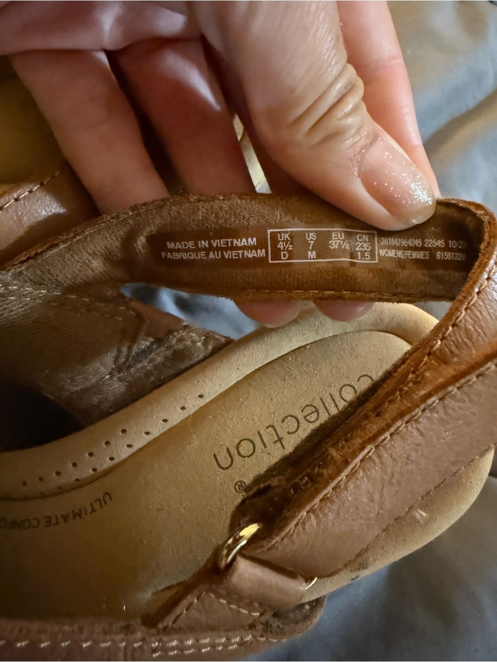 Clarks Brown Leather Crisscross Slingback Sandals - Picture 9 of 12